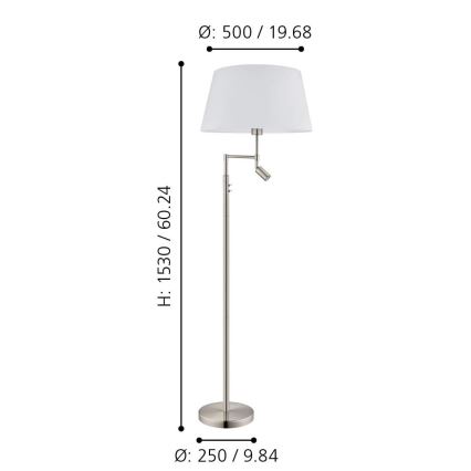 Eglo/Edi Light - Lámpara LED de pie SANTANDER 1xE27/11W/230V + LED/2,3W cromo mate
