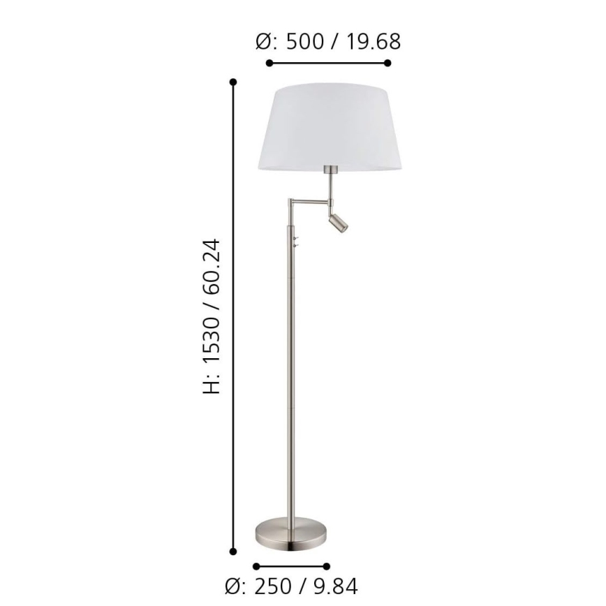 Eglo/Edi Light - Lámpara LED de pie SANTANDER 1xE27/11W/230V + LED/2,3W cromo mate