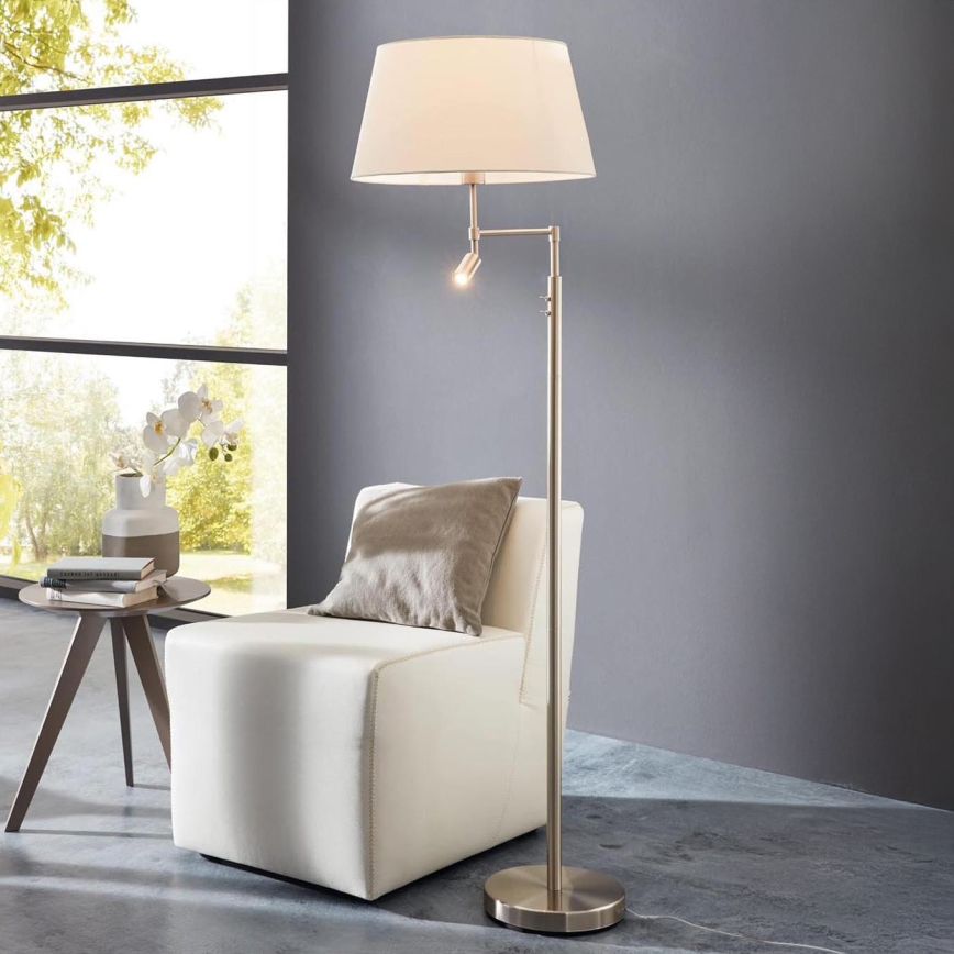 Eglo/Edi Light - Lámpara LED de pie SANTANDER 1xE27/11W/230V + LED/2,3W cromo mate