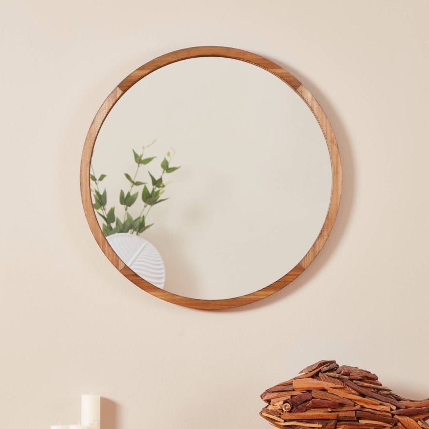 Eglo - Espejo de pared diá. 70 cm marrón
