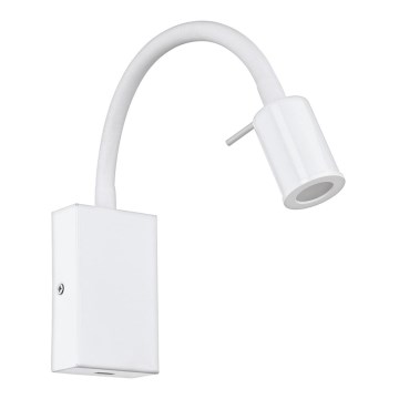 Eglo - Foco de pared LED con cargador USB 1xLED/3,5W/230V blanco