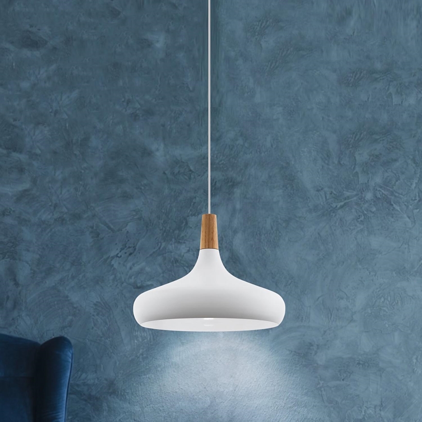 Eglo - Lámpara colgante 1xE27/40W/230V diá. 40 cm blanco