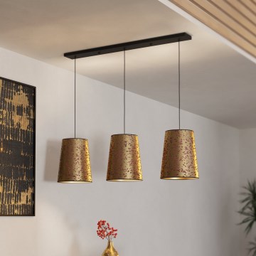 Eglo - Lámpara colgante 3xE27/25W/230V dorado/rosa