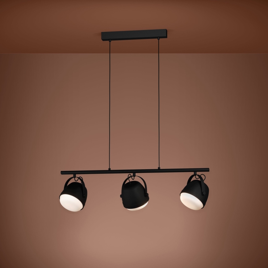 Eglo - Lámpara colgante 3xE27/28W/230V negro