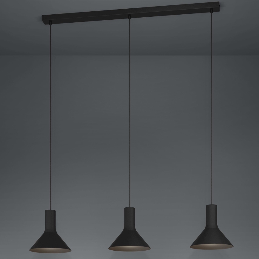 Eglo - Lámpara colgante 3xE27/28W/230V negro