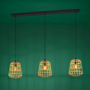 Eglo - Lámpara colgante 3xE27/40W/230V bambú