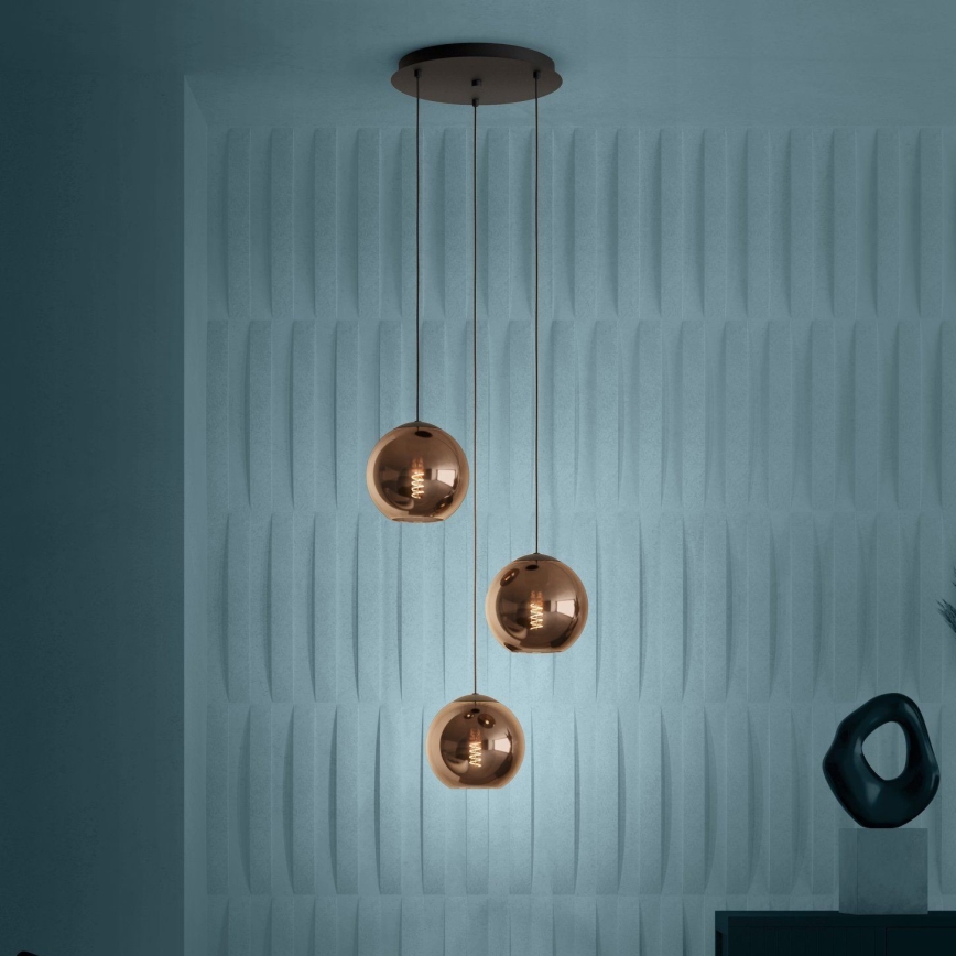 Eglo - Lámpara colgante 3xE27/40W/230V cobre
