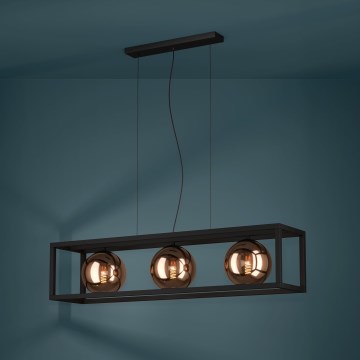 Eglo - Lámpara colgante 3xE27/40W/230V cobre/negro