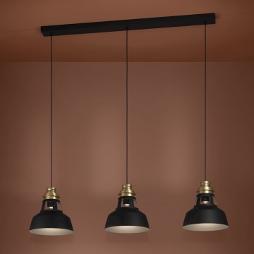 Eglo - Lámpara colgante 3xE27/40W/230V negro/dorado