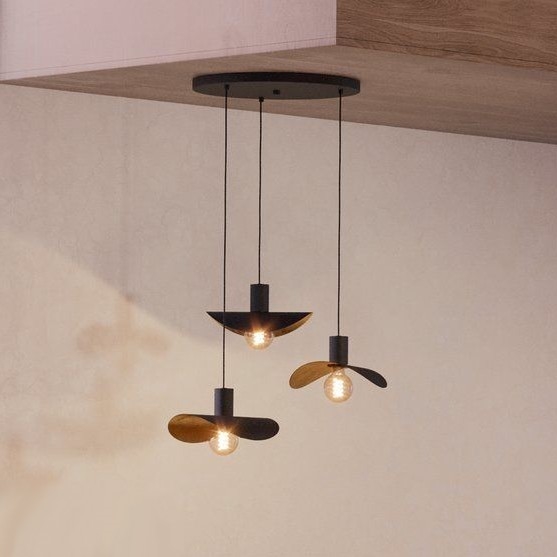 Eglo - Lámpara colgante 3xE27/40W/230V negro/dorado