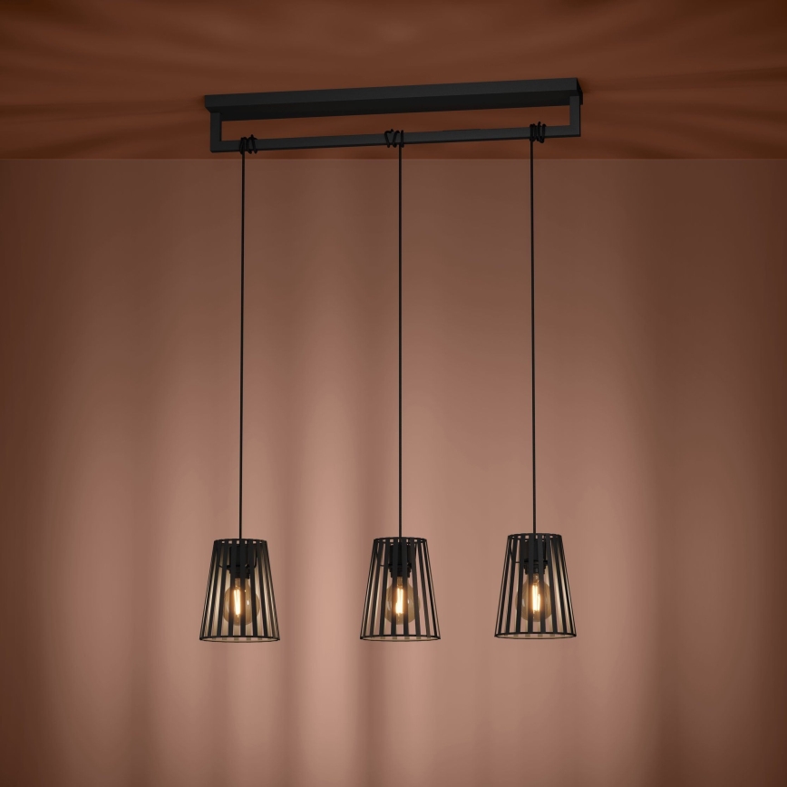 Eglo - Lámpara colgante 3xE27/40W/230V negro