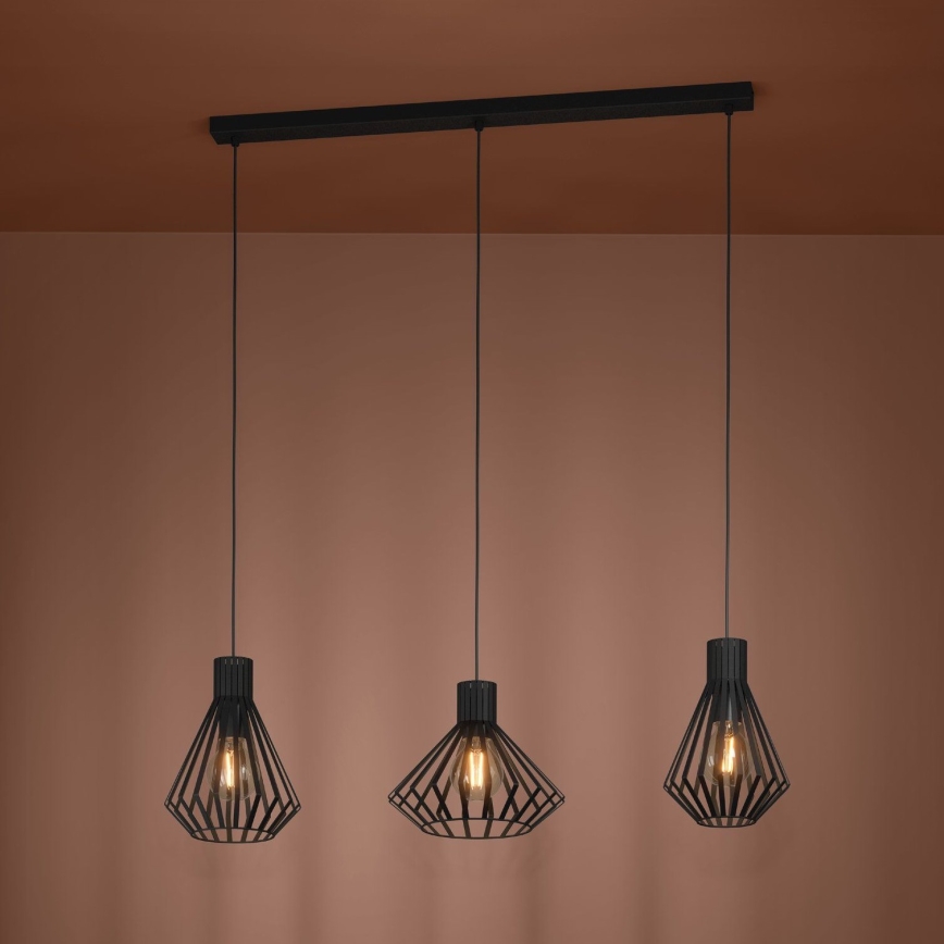 Eglo - Lámpara colgante 3xE27/40W/230V negro