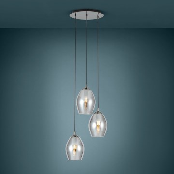 Eglo - Lámpara colgante 3xE27/60W/230V ahumado