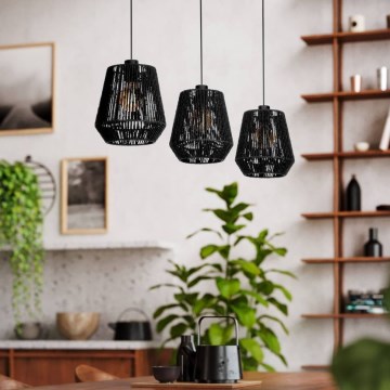 Eglo - Lámpara colgante 3xE27/60W/230V negro