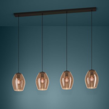 Eglo - Lámpara colgante 4xE27/40W/230V marrón