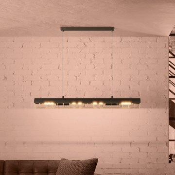 Eglo - Lámpara colgante 4xE27/40W/230V negro/dorado