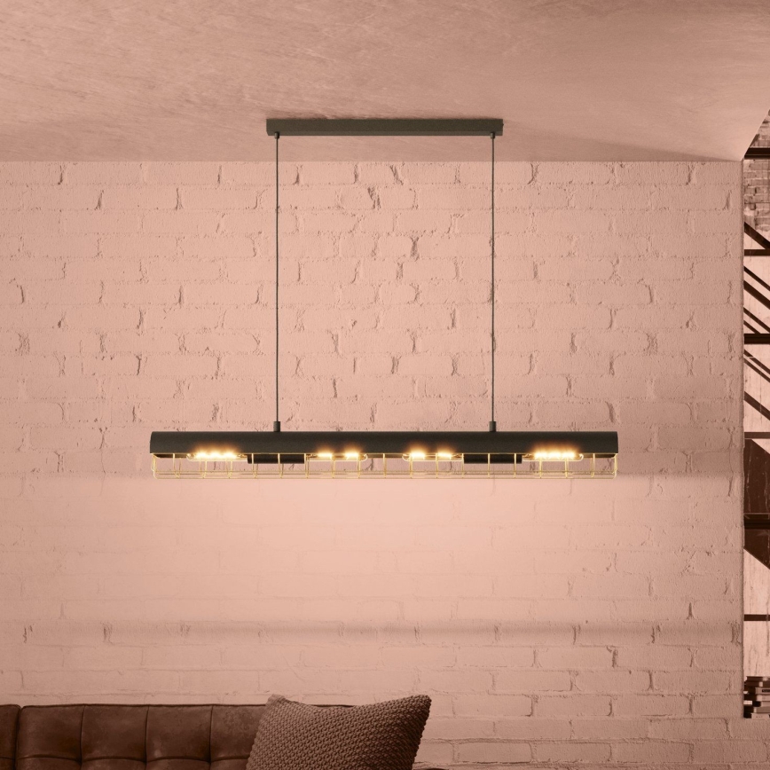 Eglo - Lámpara colgante 4xE27/40W/230V negro/dorado