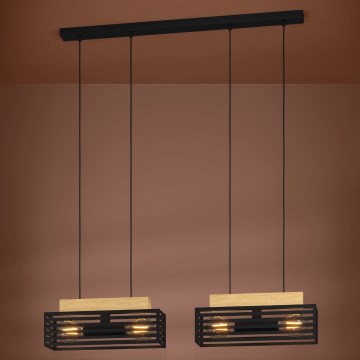 Eglo - Lámpara colgante 4xE27/40W/230V negro/marrón