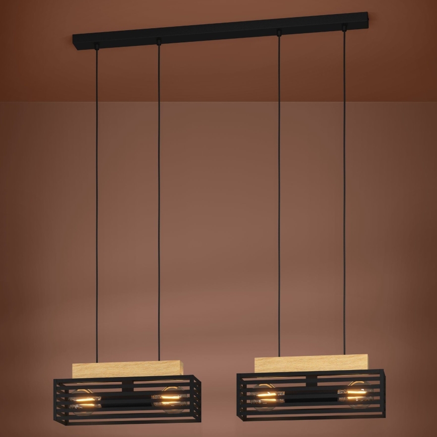 Eglo - Lámpara colgante 4xE27/40W/230V negro/marrón