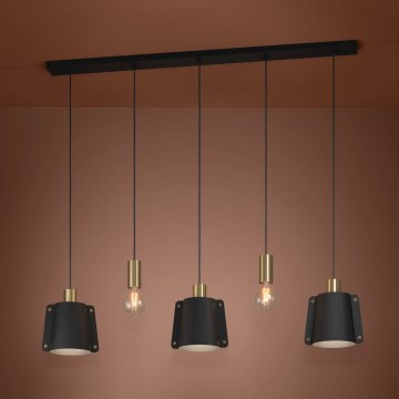 Eglo - Lámpara colgante 5xE27/40W/230V negro/dorado