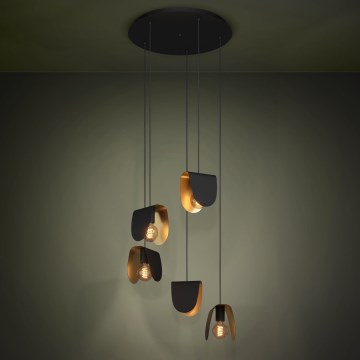 Eglo - Lámpara colgante 5xE27/40W/230V negro/dorado