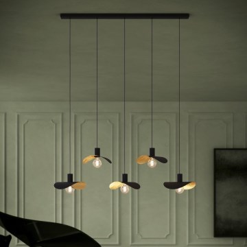 Eglo - Lámpara colgante 5xE27/40W/230V negro/dorado