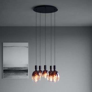 Eglo - Lámpara colgante 5xE27/40W/230V negro
