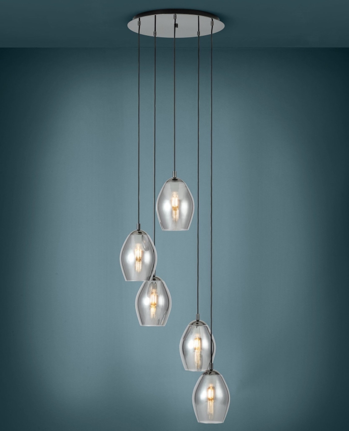 Eglo - Lámpara colgante 5xE27/60W/230V ahumado