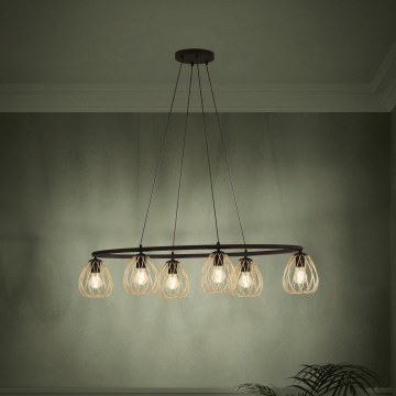 Eglo - Lámpara colgante 6xE27/40W/230V negro/dorado