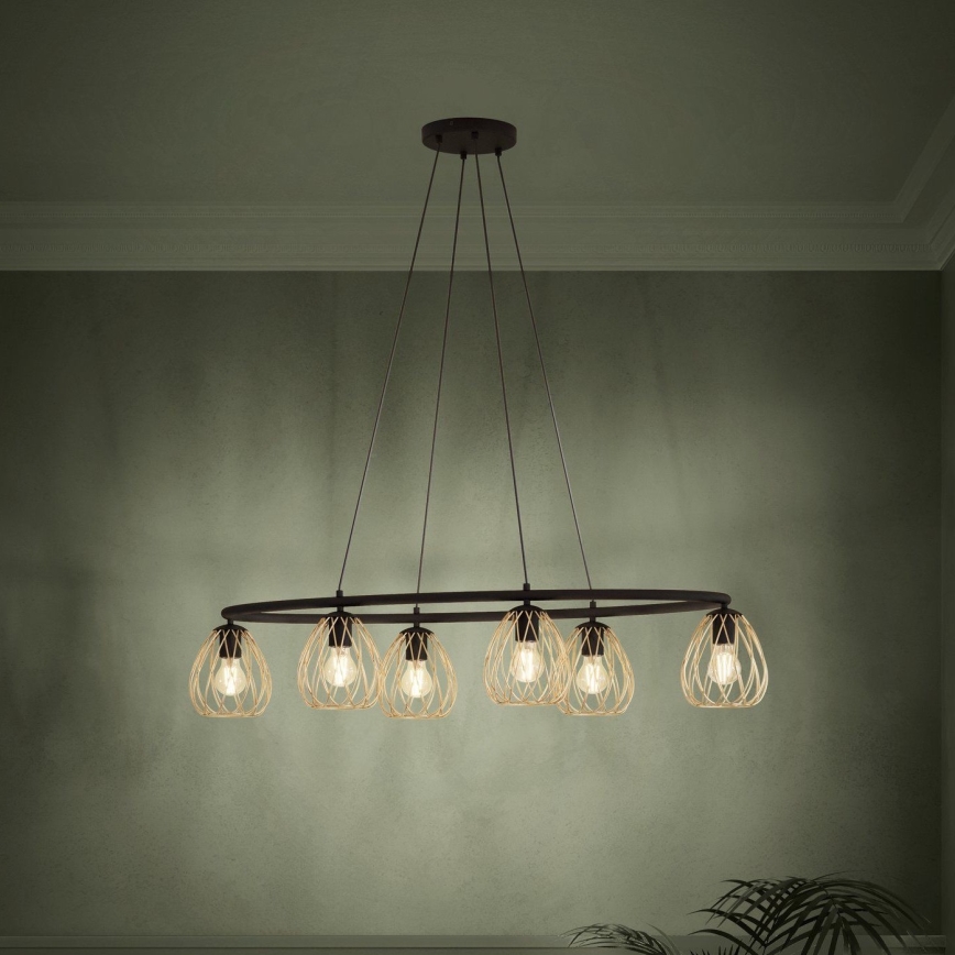 Eglo - Lámpara colgante 6xE27/40W/230V negro/dorado