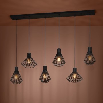 Eglo - Lámpara colgante 6xE27/40W/230V negro