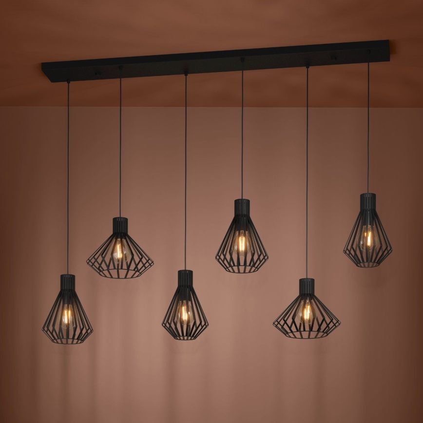 Eglo - Lámpara colgante 6xE27/40W/230V negro
