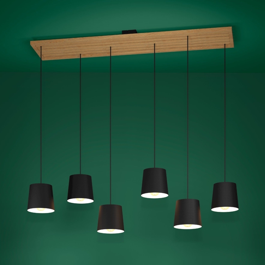 Eglo - Lámpara colgante 6xE27/40W/230V negro/marrón