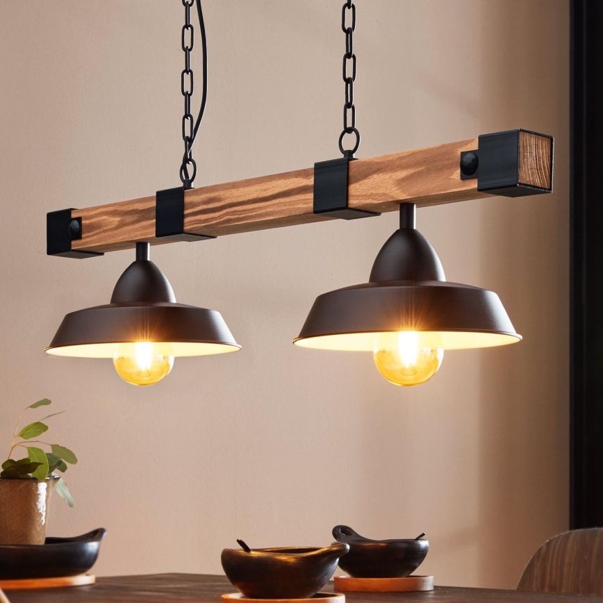 Eglo - Lámpara colgante con cadena 2xE27/60W/230V