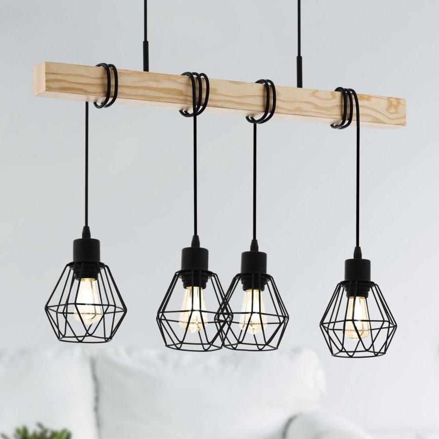 Eglo - Lámpara colgante TOWNSHEND 4xE27/60W/230V