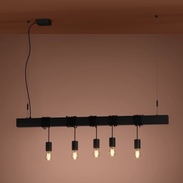 Eglo - Lámpara colgante TOWNSHEND 5xE27/40W/230V negro