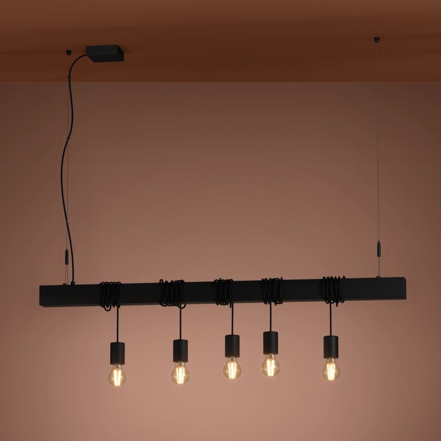 Eglo - Lámpara colgante TOWNSHEND 5xE27/40W/230V negro