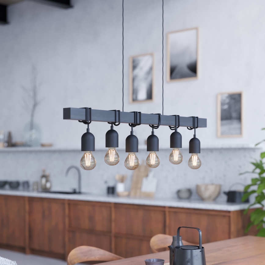 Eglo - Lámpara colgante TOWNSHEND 6xE27/60W/230V