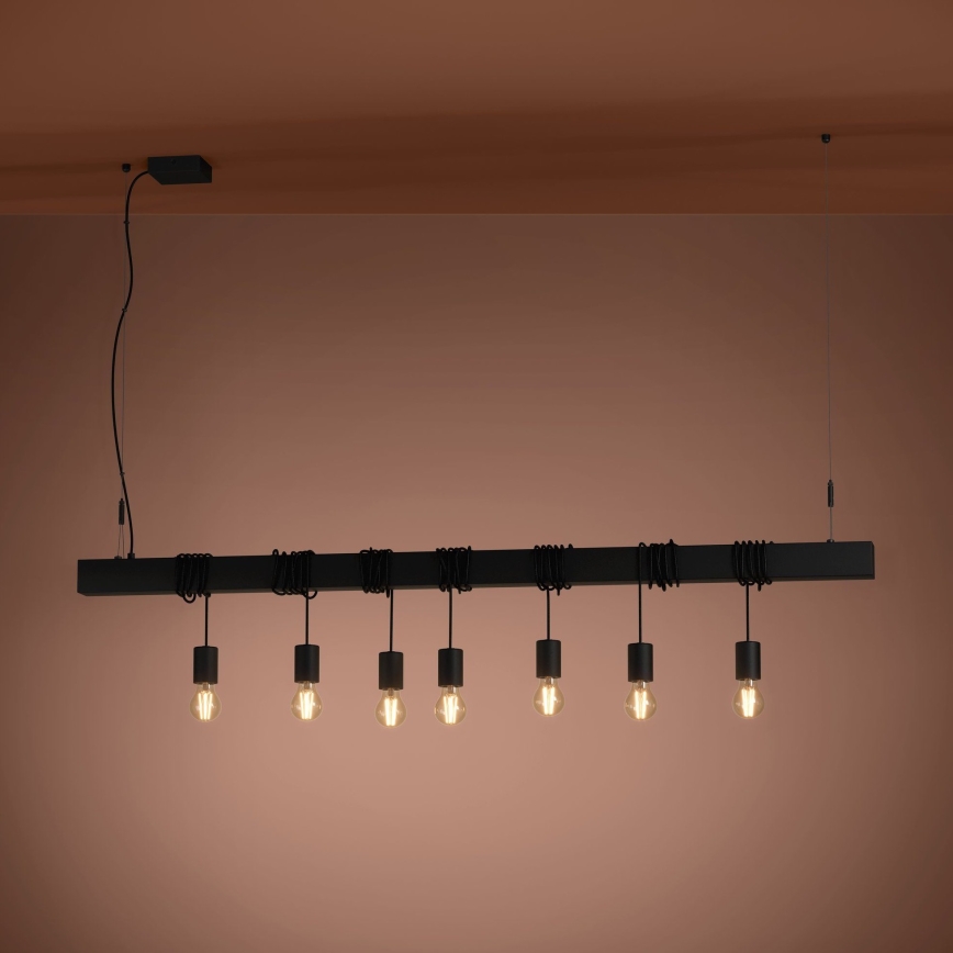 Eglo - Lámpara colgante TOWNSHEND 7xE27/40W/230V negro