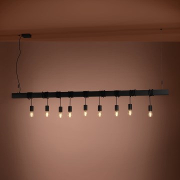 Eglo - Lámpara colgante TOWNSHEND 9xE27/40W/230V negro