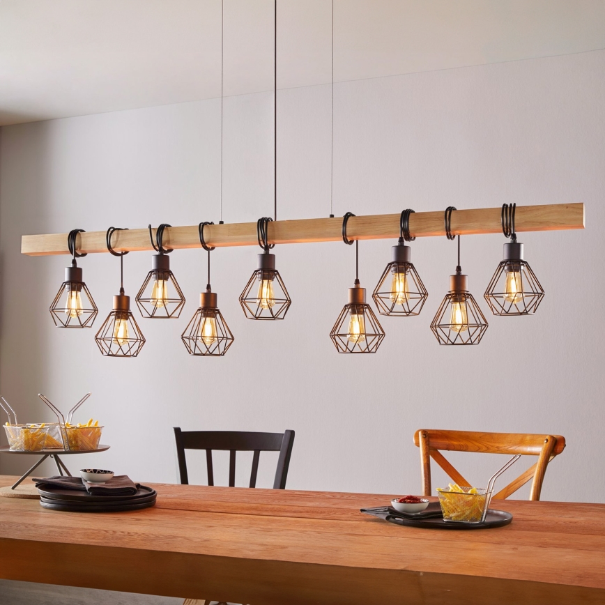 Eglo - Lámpara colgante TOWNSHEND 9xE27/60W/230V - FSC Certificado