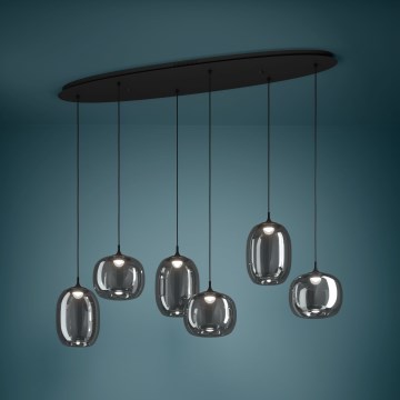 Eglo - Lámpara de araña LED regulable 6xLED/3,7W/230V 2700-6500K ahumado + control remoto
