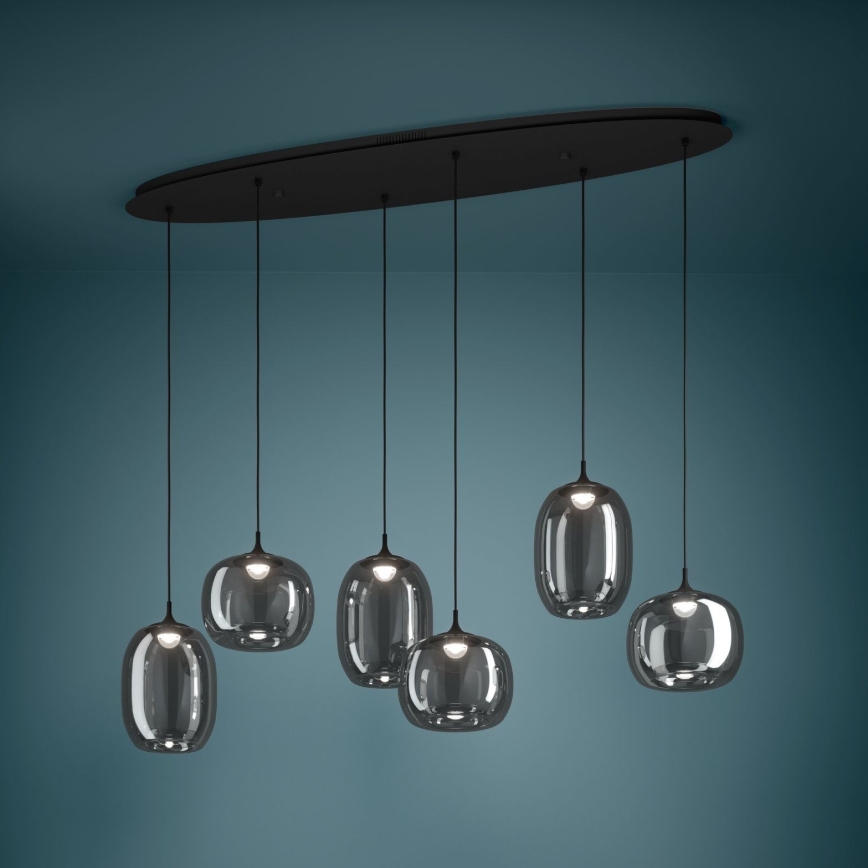 Eglo - Lámpara de araña LED regulable 6xLED/3,7W/230V 2700-6500K ahumado + control remoto