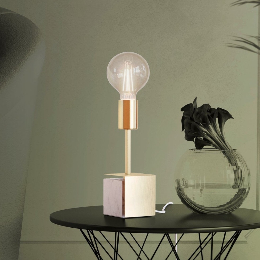 Eglo - Lámpara de mesa 1xE27/40W/230V dorado/blanco Mármol