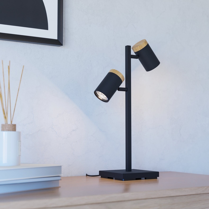 Eglo - Lámpara de mesa LED 2xGU10/4,5W/230V 3000K negro/marrón