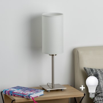 Eglo - Lámpara de mesa LED TUNJA 1xE27/60W/230V 26,5 cm cromo mate/blanco