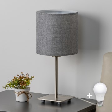 Eglo - Lámpara de mesa LED TUNJA 1xE27/60W/230V 26,5 cm cromo mate/gris