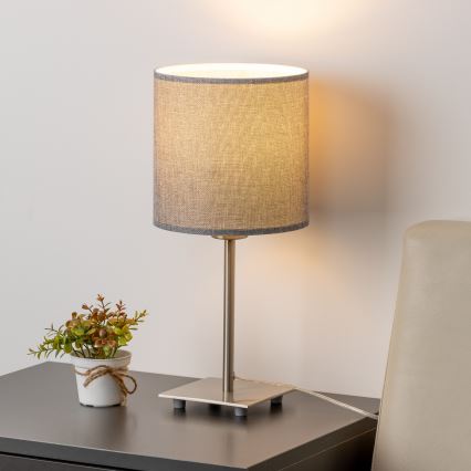 Eglo - Lámpara de mesa LED TUNJA 1xE27/60W/230V 26,5 cm cromo mate/gris