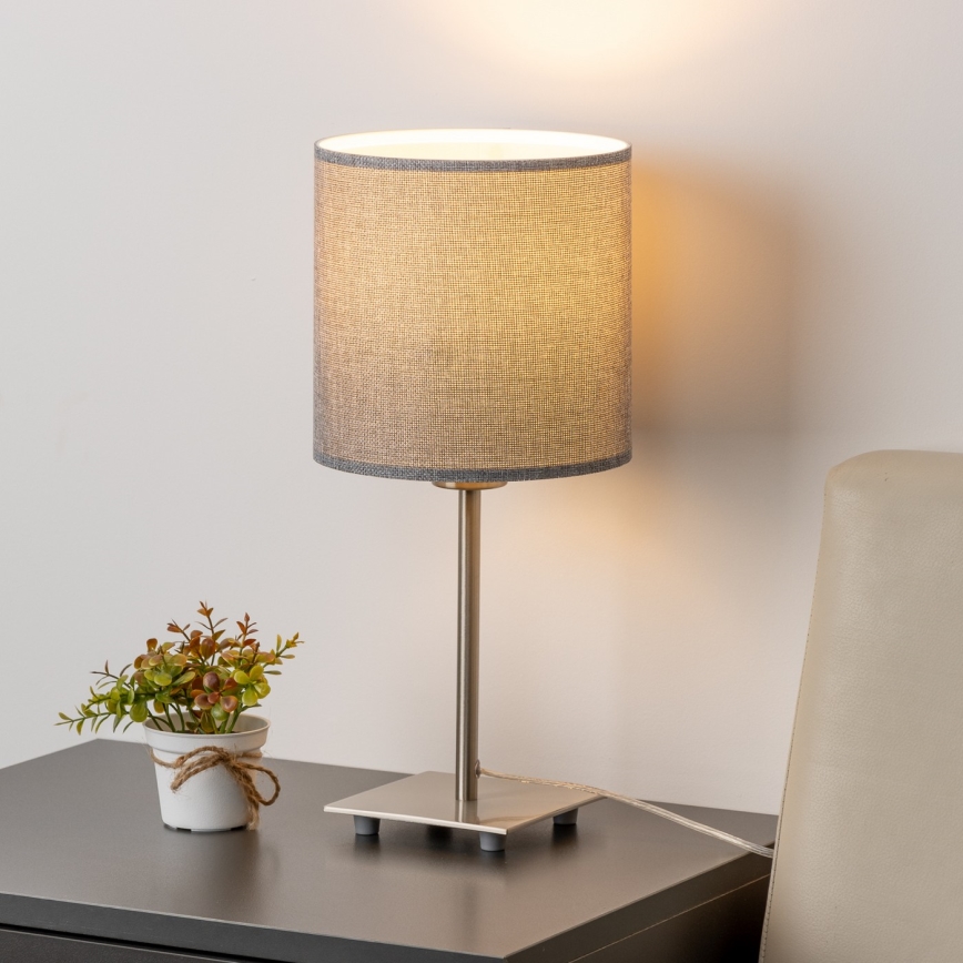 Eglo - Lámpara de mesa LED TUNJA 1xE27/60W/230V 26,5 cm cromo mate/gris