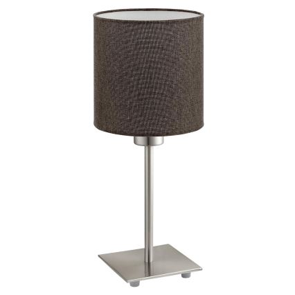 Eglo - Lámpara de mesa LED TUNJA 1xE27/60W/230V 26,5 cm cromo mate/marrón